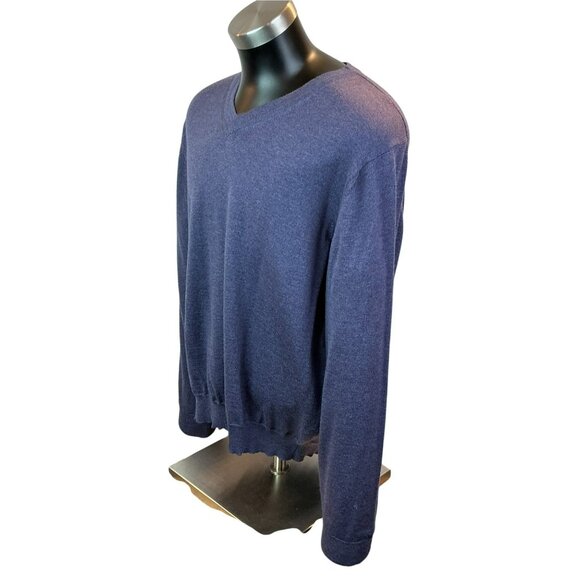 Nordstrom 100% Extra-Fine Merino Wool Purple V-Neck Sweater Mens XL Made In Ital - Picture 4 of 9